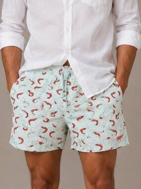 Pull&Bear STWD Lobster Print Men’s Swim Trunks Size Large